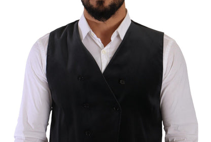  - Elegant Grey Double-Breasted Dress Vest