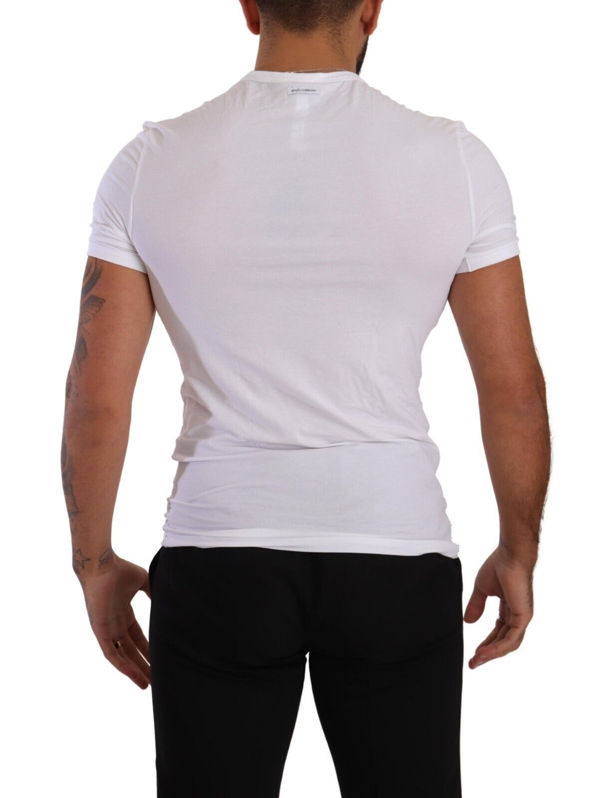  - Elegant White Cotton Blend Round Neck Tee