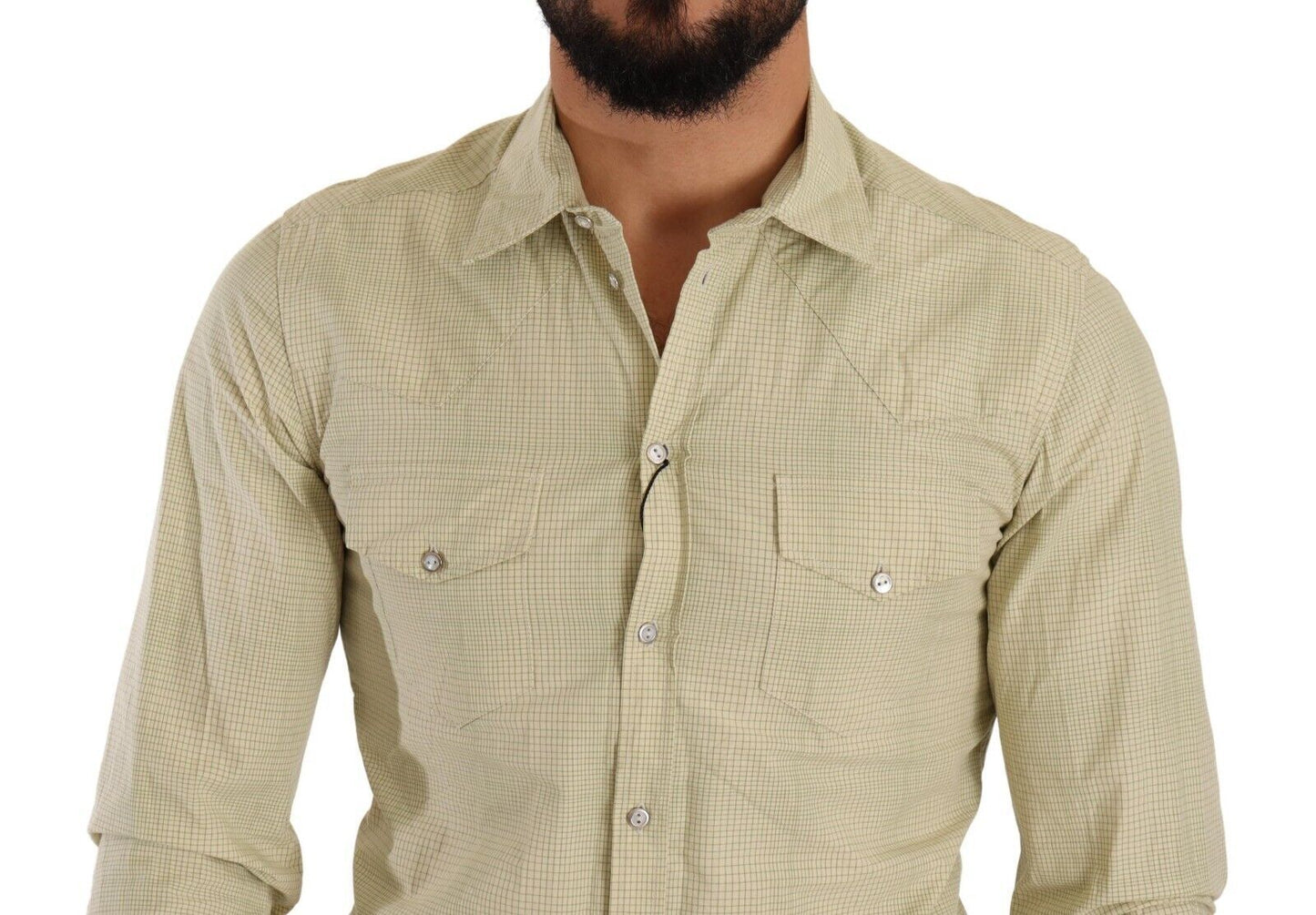  - Elegant Sicilia Checkered Cotton Shirt