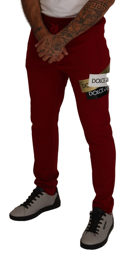  - Elegant Red Jogging Pants with Drawstring Closure