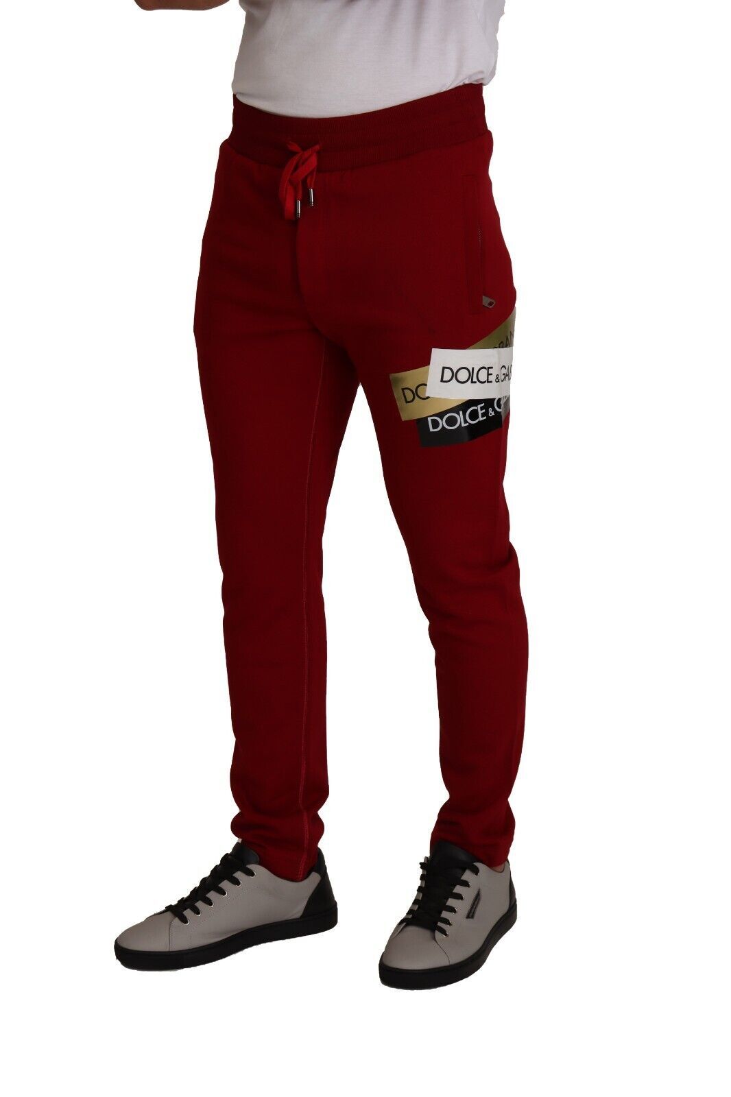  - Elegant Red Jogging Pants with Drawstring Closure