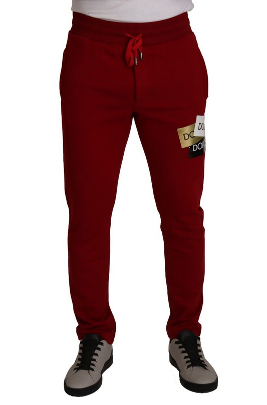  - Elegant Red Jogging Pants with Drawstring Closure