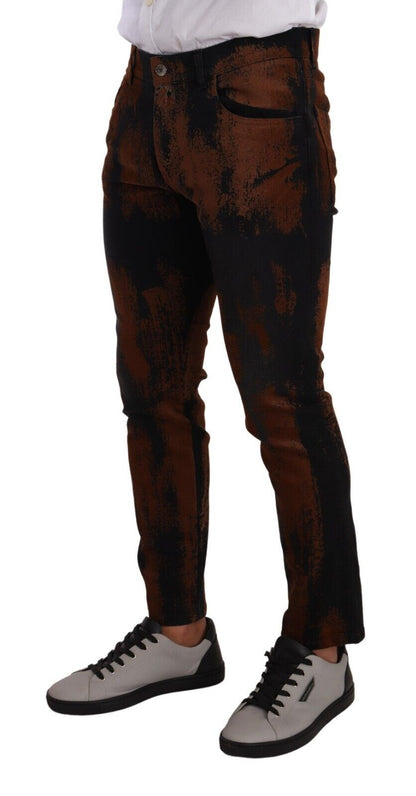  - Chic Black Brown Tie-Dye Slim Fit Jeans