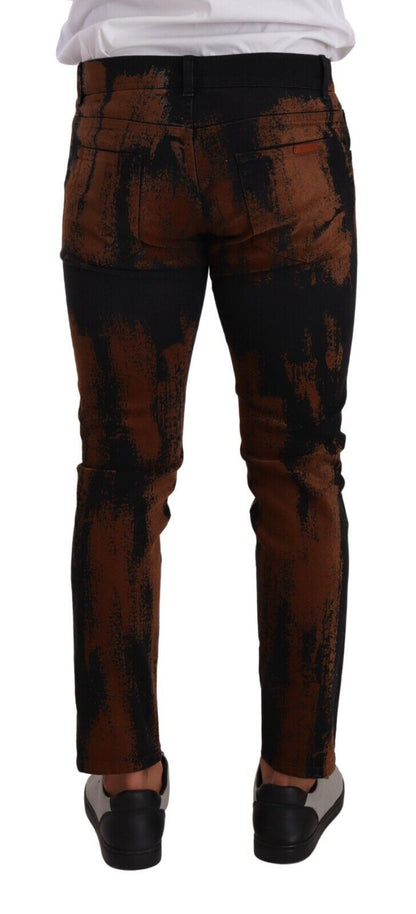  - Chic Black Brown Tie-Dye Slim Fit Jeans