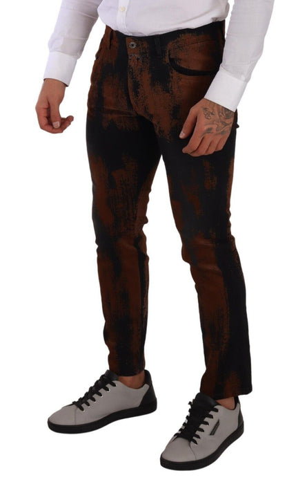  - Chic Black Brown Tie-Dye Slim Fit Jeans