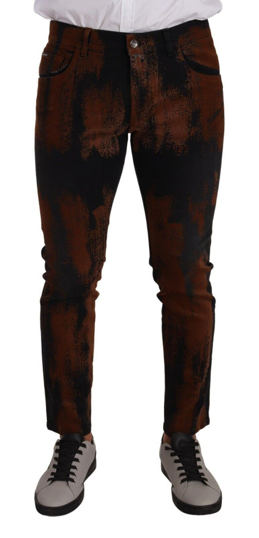  - Chic Black Brown Tie-Dye Slim Fit Jeans