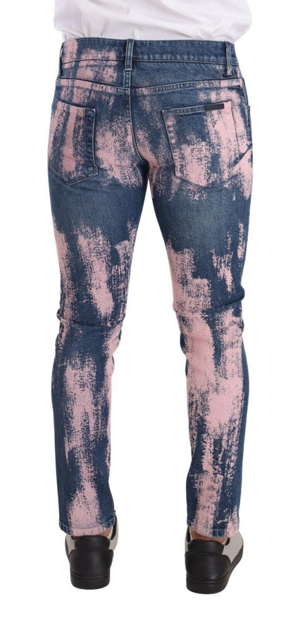  - Elegant Skinny Slim Fit Denim Jeans in Tie Dye