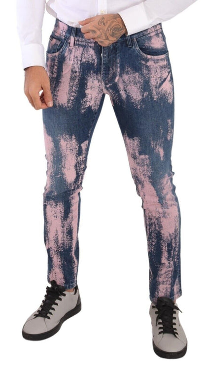  - Elegant Skinny Slim Fit Denim Jeans in Tie Dye