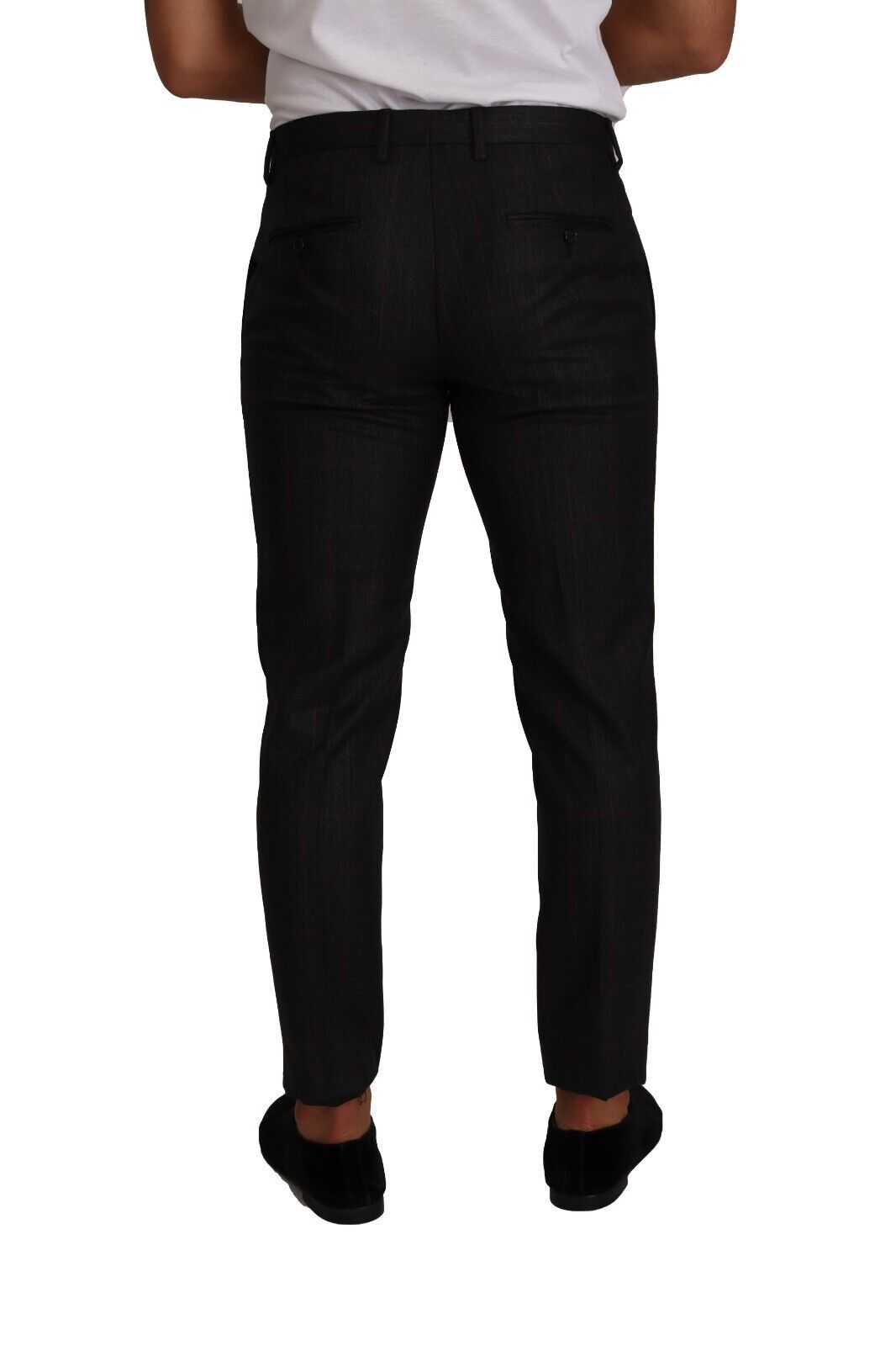  - Elegant Gray Check Slim Fit Trousers