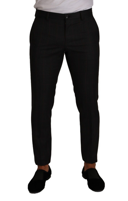  - Elegant Gray Check Slim Fit Trousers