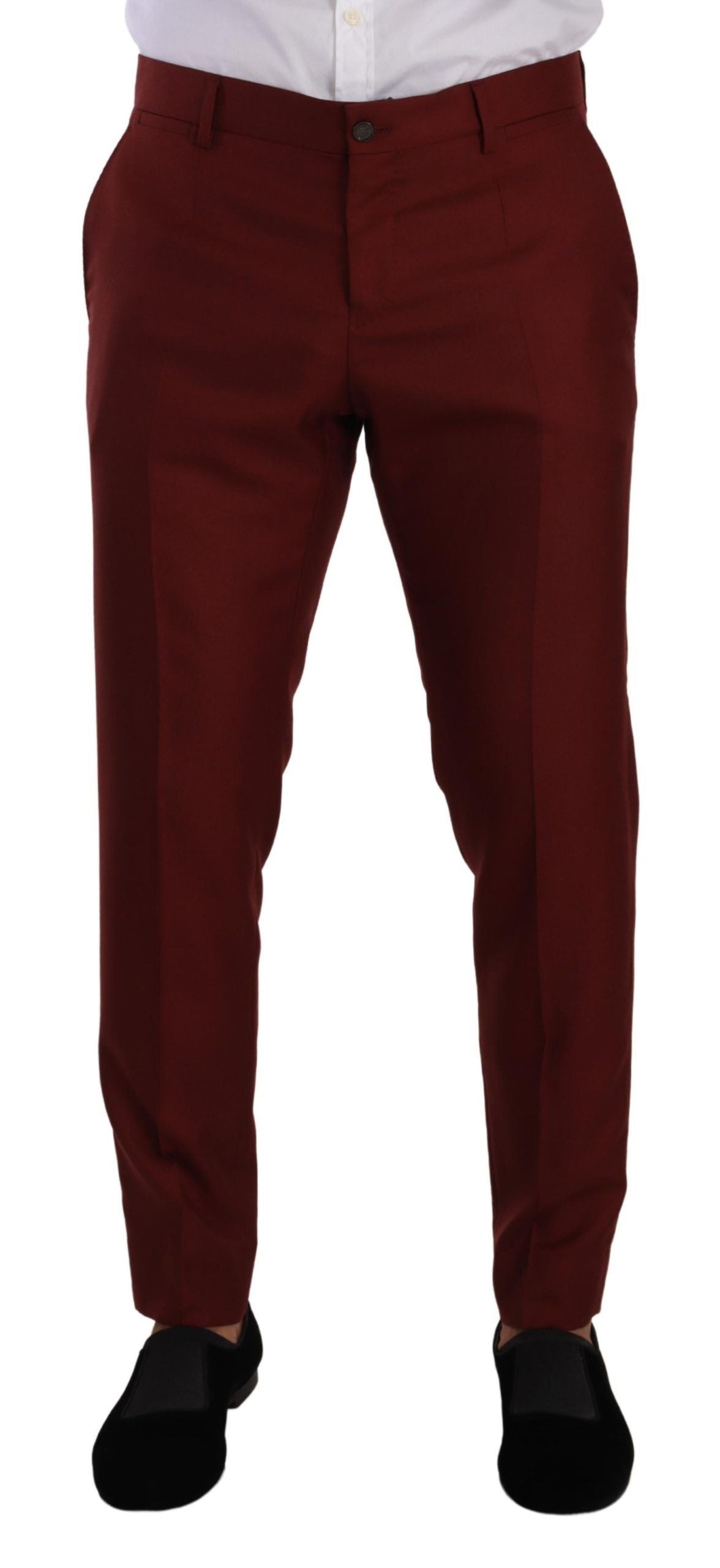  - Elegant Cashmere-Silk Red Dress Pants