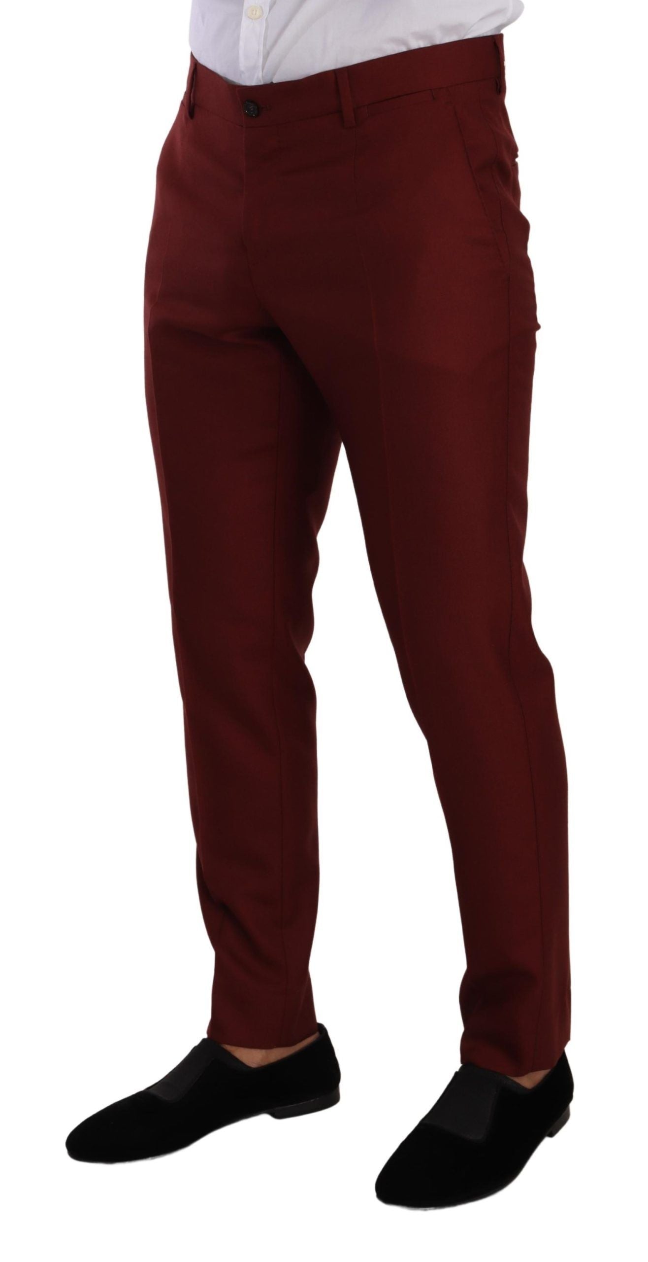  - Elegant Cashmere-Silk Red Dress Pants