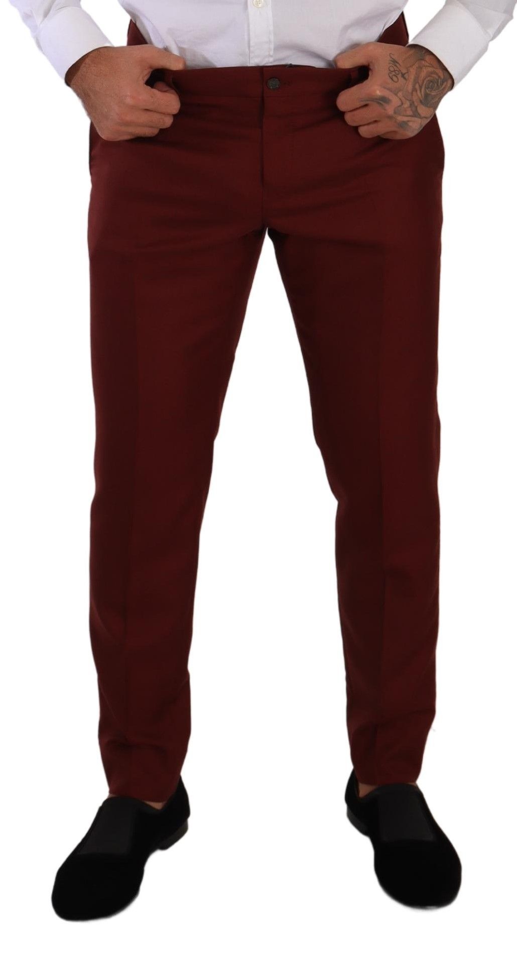  - Elegant Cashmere-Silk Red Dress Pants