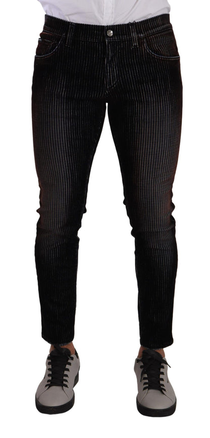 Sleek Striped Black Slim Fit Denim - The Luxe Alliance