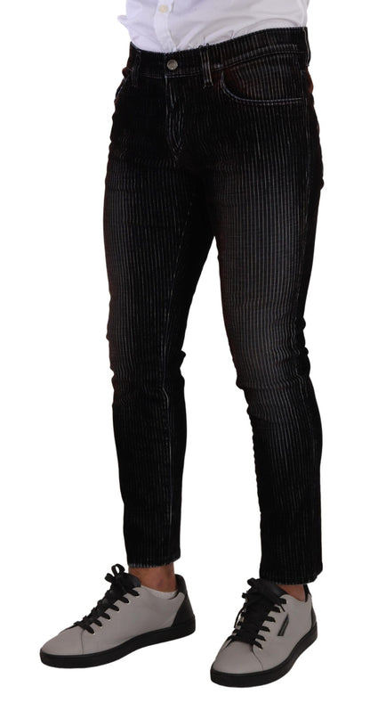 Sleek Striped Black Slim Fit Denim - The Luxe Alliance