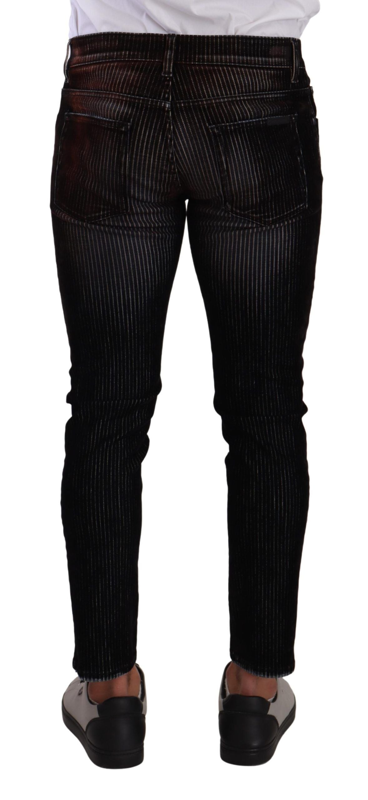 Sleek Striped Black Slim Fit Denim - The Luxe Alliance