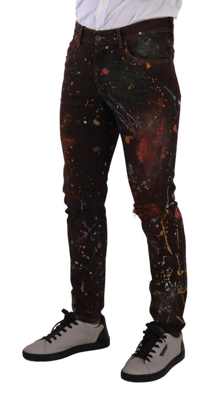  - Multicolor Painted Skinny Denim Jeans