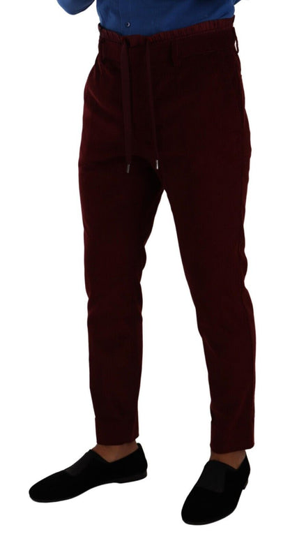  - Elegant Bordeaux Velvet Dress Trousers