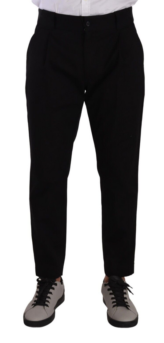  - Elegant Tapered Black Cotton Chinos