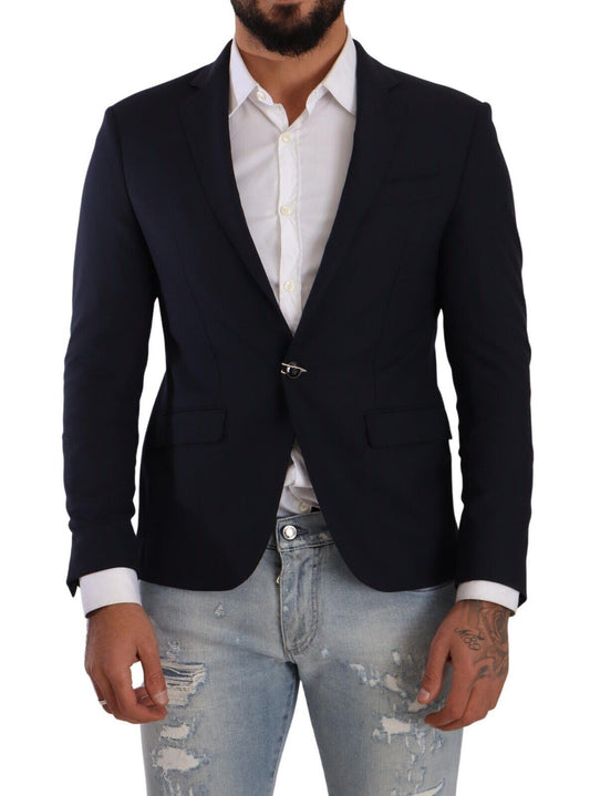  - Elegant Slim Fit Dark Blue Blazer