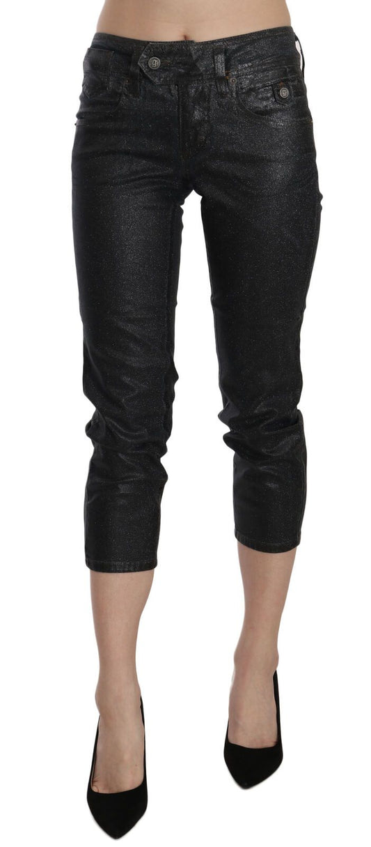  - Chic Black Mid Waist Cropped Jeans