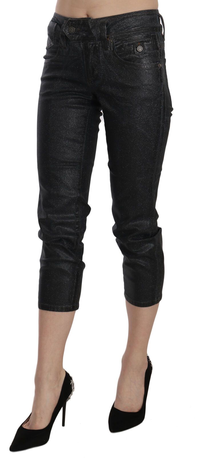John Galliano Black Mid Waist Cropped Jeans