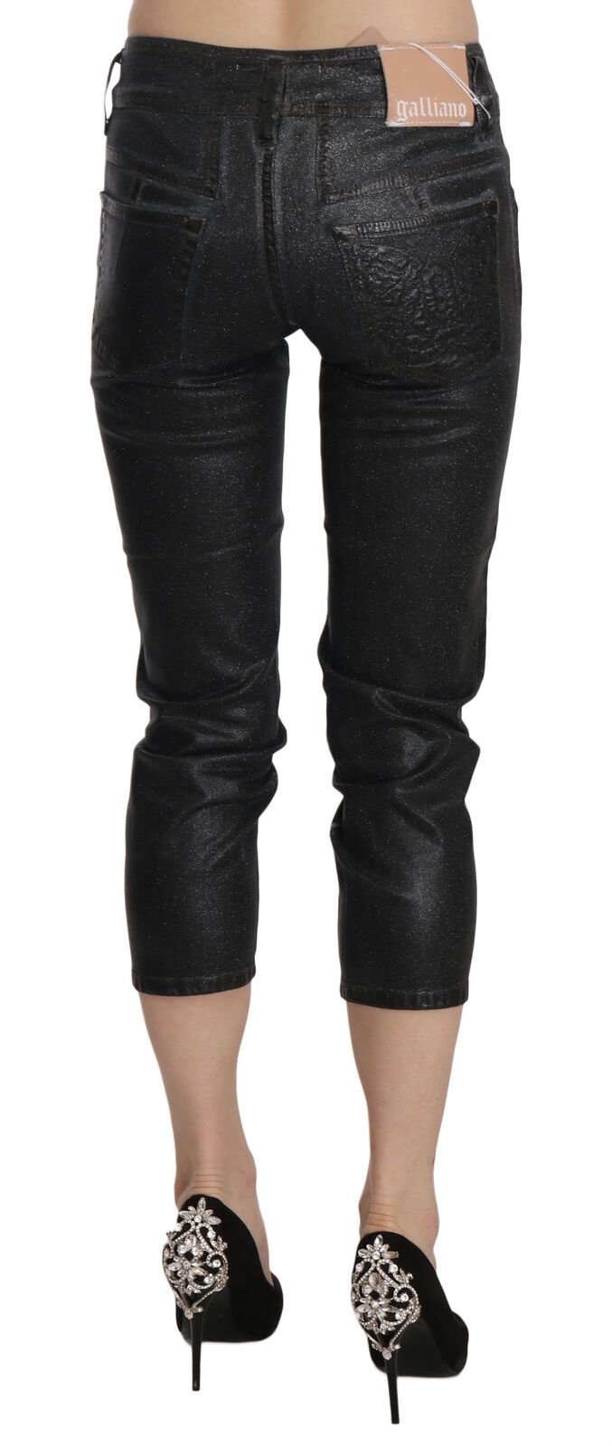 John Galliano Black Mid Waist Cropped Jeans