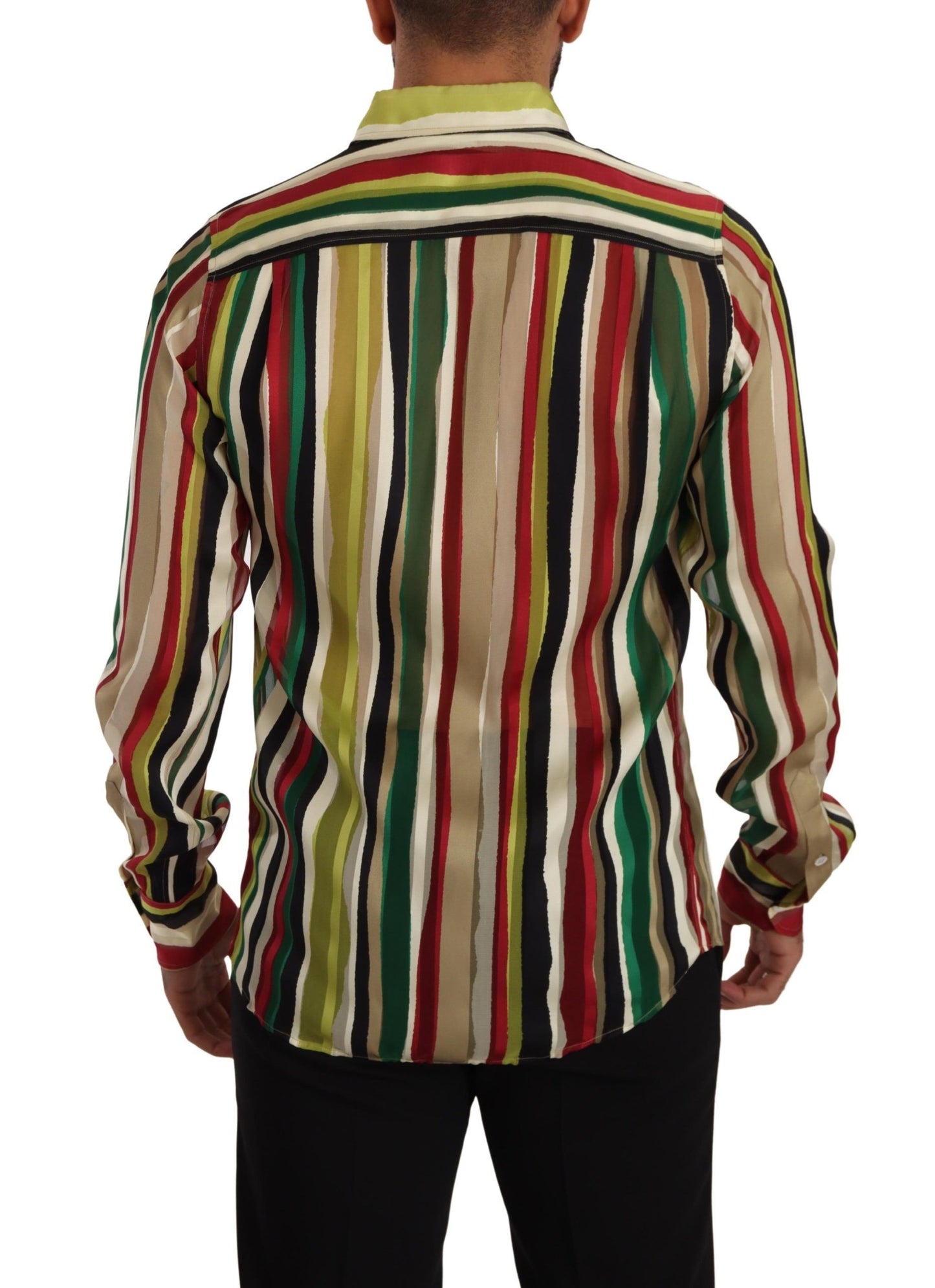  - Elegant Multicolor Striped Silk Blend Shirt