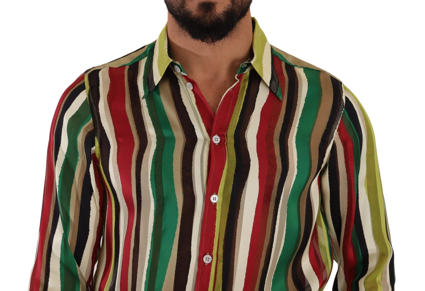  - Elegant Multicolor Striped Silk Blend Shirt