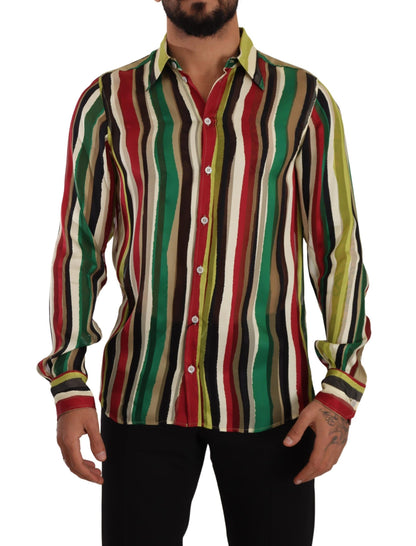  - Elegant Multicolor Striped Silk Blend Shirt