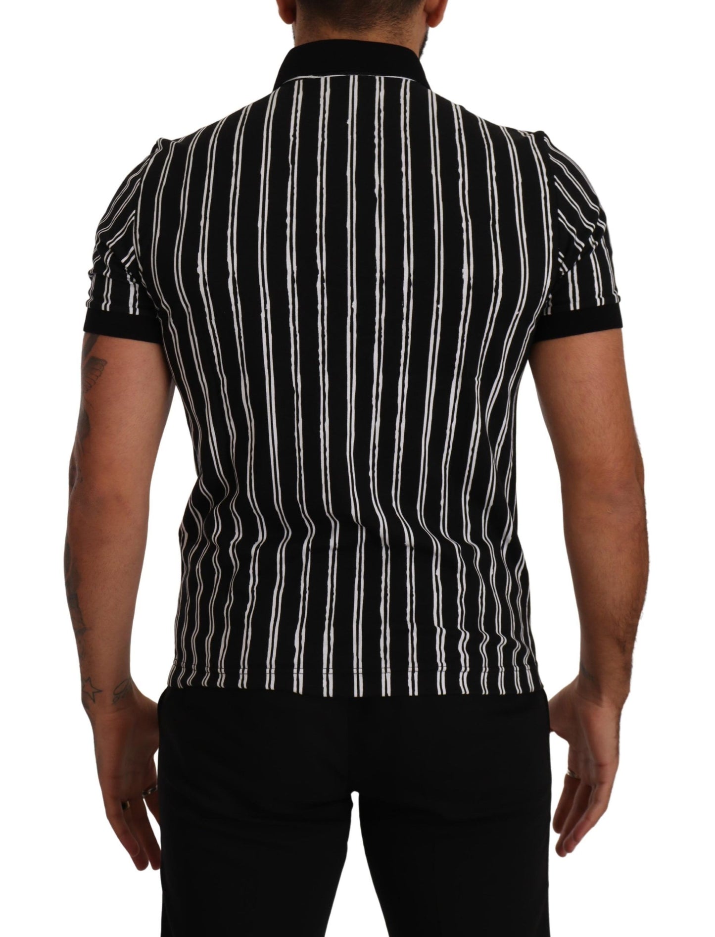  - Elegant Striped Polo T-Shirt in Black