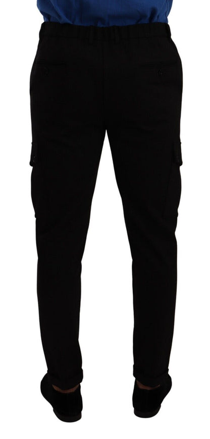  - Elegant Black Slim Fit Cargo Pants