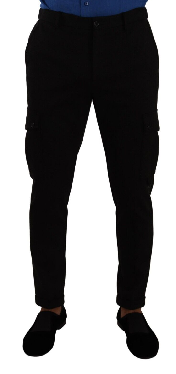  - Elegant Black Slim Fit Cargo Pants