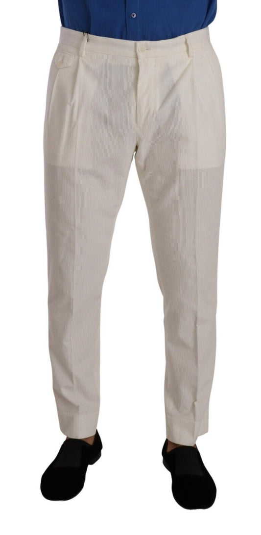  - Elegant Tapered Corduroy Pants in Off White