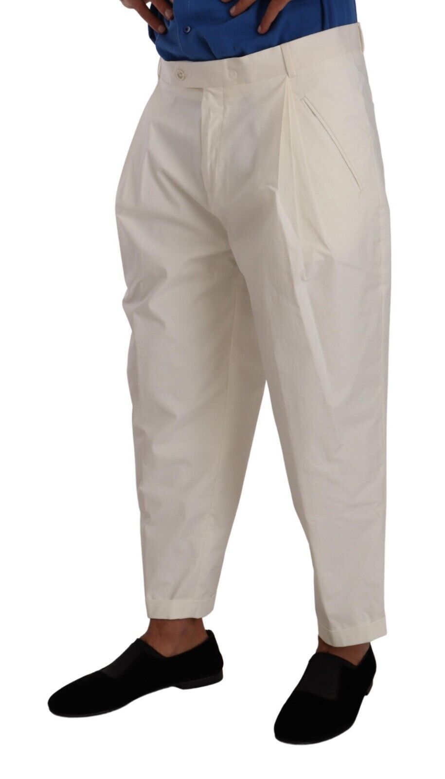  - Elegant White Cotton Stretch Dress Pants