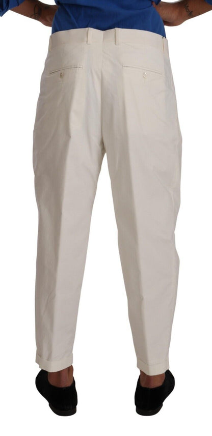  - Elegant White Cotton Stretch Dress Pants