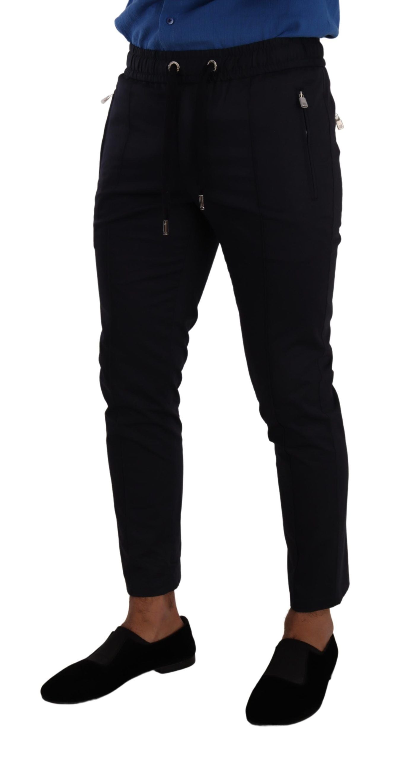 Elegant Dark Blue Skinny Jogging Pants - The Luxe Alliance