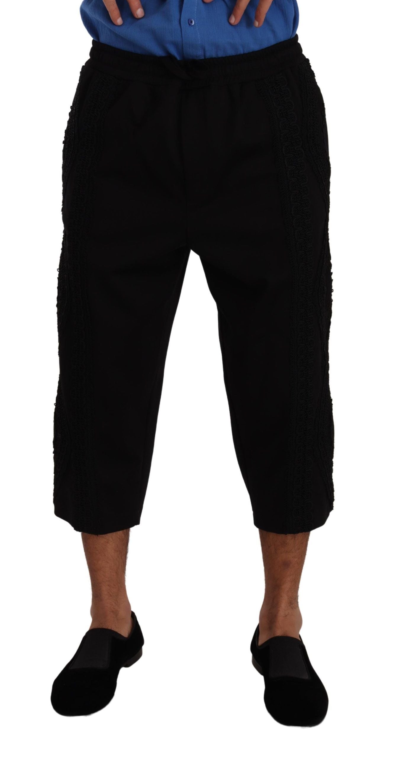  - Elegant Black Cotton Blend Cropped Pants