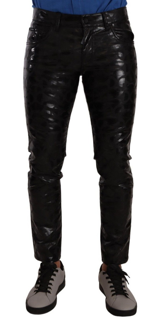  - Elegant Black Logo Skinny Pants