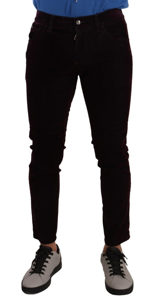  - Elegant Burgundy Slim Fit Denim