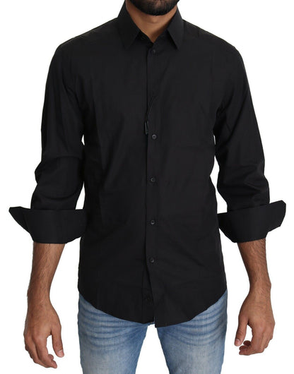  - Elegant Black Slim Fit Dress Shirt