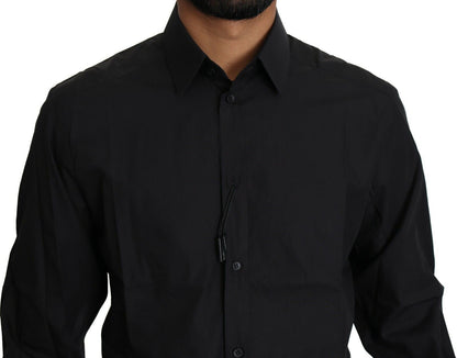  - Elegant Black Slim Fit Dress Shirt