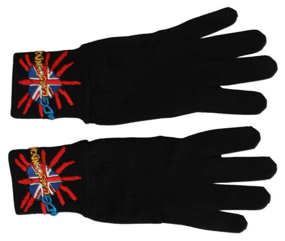  - Elegant Black Virgin Wool Gloves