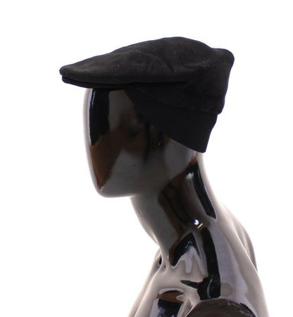  - Sleek Black Newsboy Cap