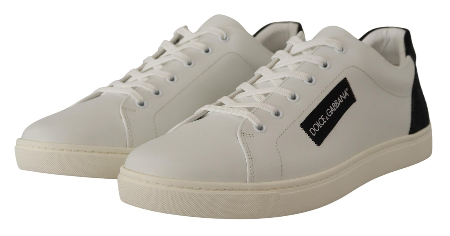  - Elegant White Leather Low Top Sneakers