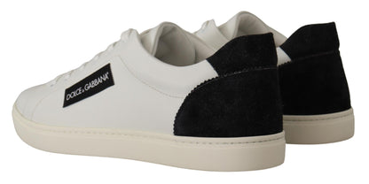  - Elegant White Leather Low Top Sneakers