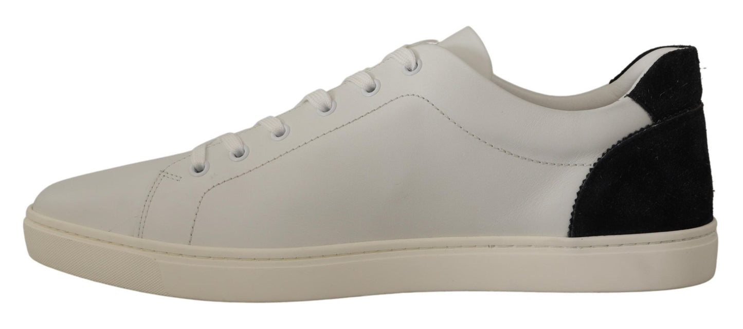  - Elegant White Leather Low Top Sneakers