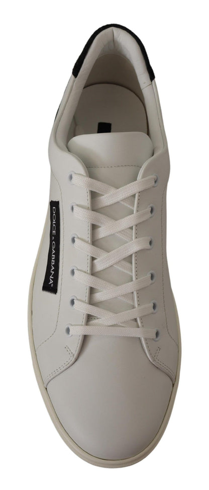  - Elegant White Leather Low Top Sneakers