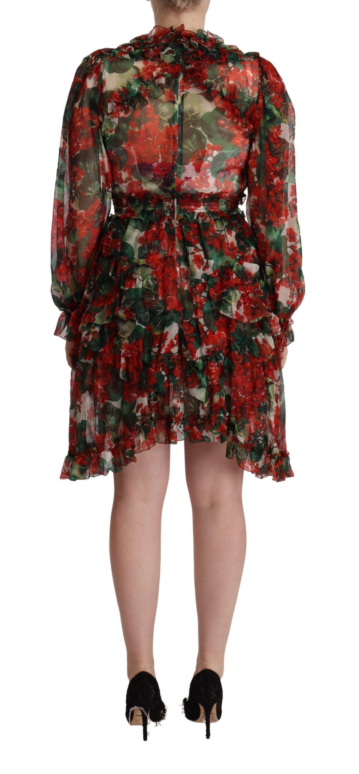  - Floral Silk Mini Knee High Dress