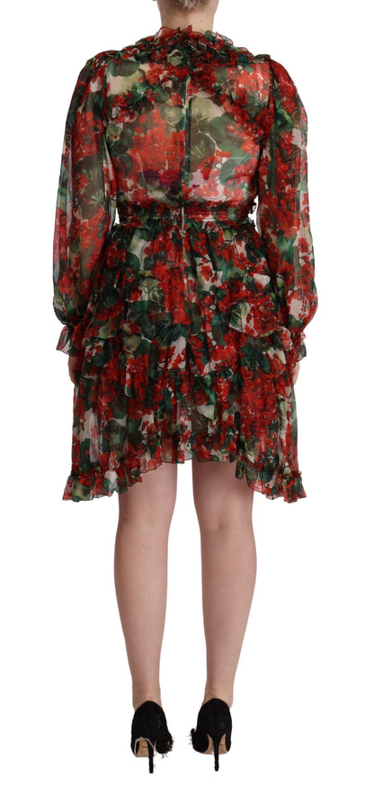  - Floral Silk Mini Knee High Dress